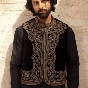 Black Embroidered Traditional Waistcoat